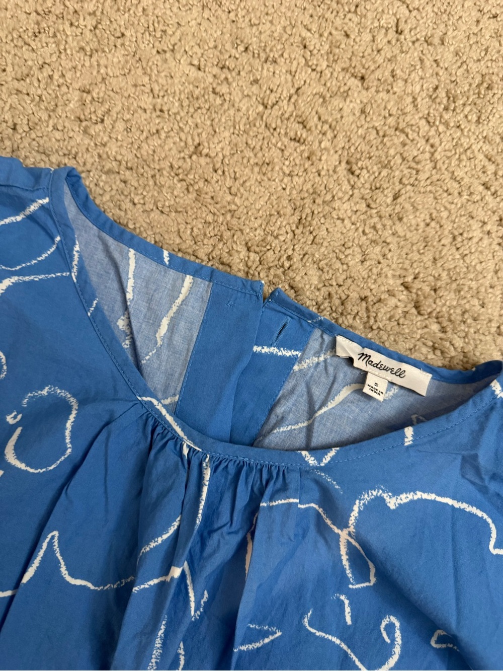 Madewell Blue Floral Print Cinched Hem Women's Crop Top - Picture 2 of 5